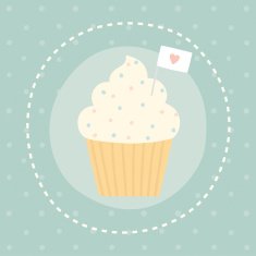 Cute cupcake with heart flag N2