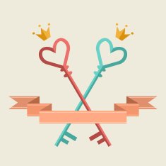 Romantic wedding card with key N2