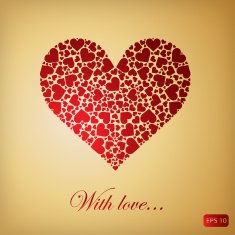 Red gradient heart at golden background