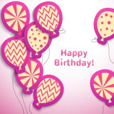 Happy birthday retro postcard with pattern balloons