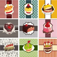 9 cute cartoon cake card set N2