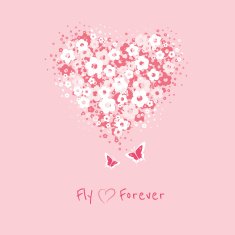 Flower heart with butterflies card