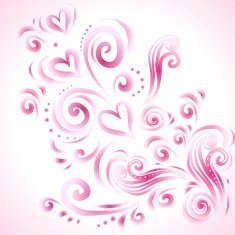 Abstract floral background with hearts in pink N4