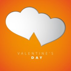 Happy Valentines Day - Two Hearts cuted With Shadow