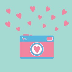 Photo camera with hearts Love card