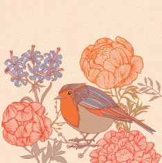 bird and blooming flowers N2
