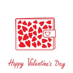 Wallet with hearts inside Happy Valentines day card