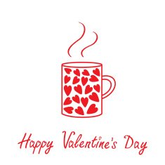 Mug with hearts and steam Happy Valentines day card N2