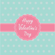 Pink label and ribbon Happy Valentines Day card