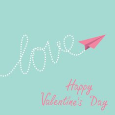 Origami paper plane in the sky Happy Valentines Day card N2