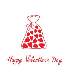 Love bag with hearts inside Happy Valentines Day card