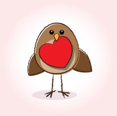 Robin Holding a Red Heart N2