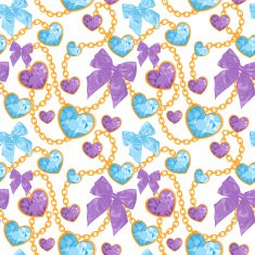 Shiny ruby heart pendants seamless pattern N2