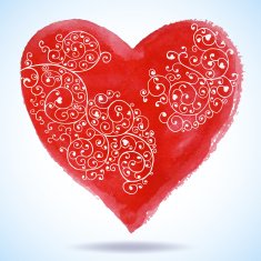 Watercolor heart isolated on white background N10