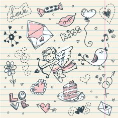 Doodle Valentine's day scrapbook page N2