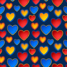 Color Heart Paper Stickers seamless pattern Valentine's day N2