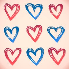 Brushstroke hearts Set of grunge vector and ink strokes
