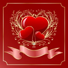 St Valentine gold and hearts Greeting card