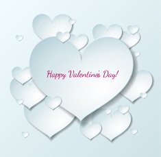 Valentines Day card with paper hearts