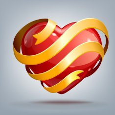 Valentine's Day background Red hearts with ribbon
