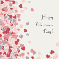 postcard vertical with hearts for Valentine's day