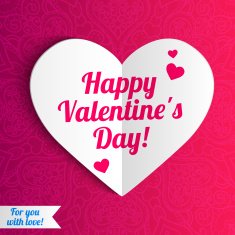 Paper white heart isolated on ornate background