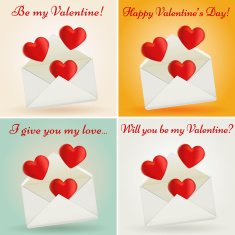 Set of Valentine's Day greeting cards Vector illustration