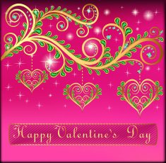 pink postcard on Valentines day
