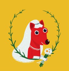 Dog Bride Funny Portrait Illustration