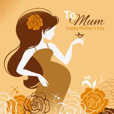 Vintage background with silhouette of beautiful pregnant woman