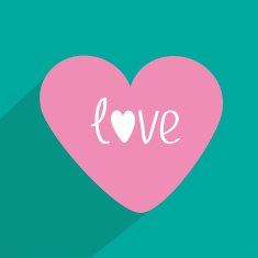 Pink heart with long shadow Flat design Icon