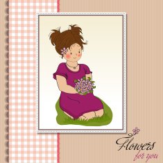 young girl with a bouquet of flowers N14