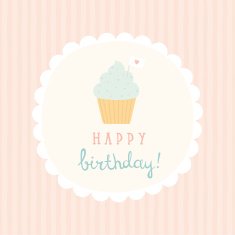Happy birthday greeting card with cupcake
