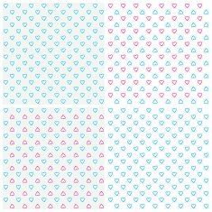 Pattern of hearts in blue and pink