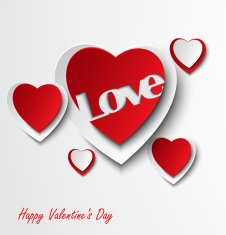 Valentine card with red hearts