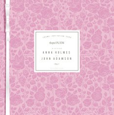 Pink elegant wedding card with garden roses N2