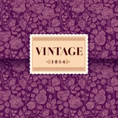 Violet vintage card with garden roses N2