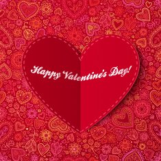 Heart from paper Valentines day card N15