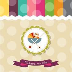 funny baby shower card with pram and cat toy N2