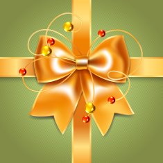 Gold bow of silk ribbon