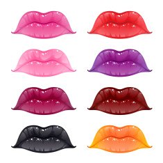 Set of glossy lips on white background N2