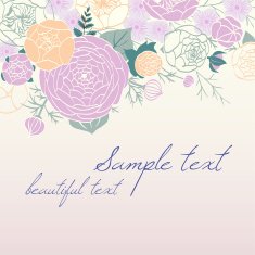 Card with modern flower composition Violet