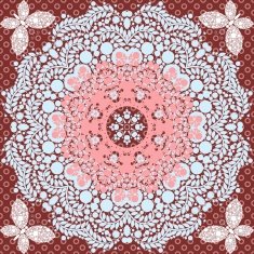 flower circle design on polka dot background with lace ornament N2