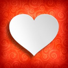 Valentine's Day - White heart on red patterned background