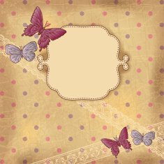 Vintage background with butterflies and lace Old paper