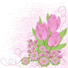 Design card of vector tulips (Flower background)