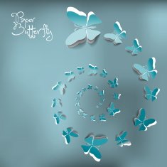 Greeting card with paper butterflies in spiral - vector