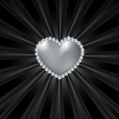 Shiny crystal love heart on black line Vector