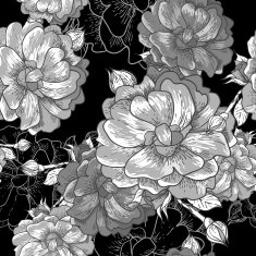 Beautiful Monochrome Seamless Rose Background