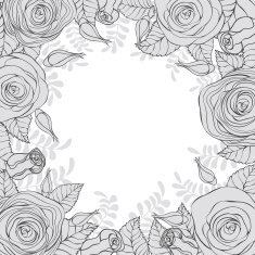Monochrome frame of flowers